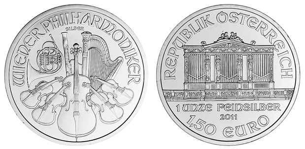 Österreich 1,50 Euro 2011 Wiener Philharmoniker 1 OZ. 31,1g 999er, UNC.