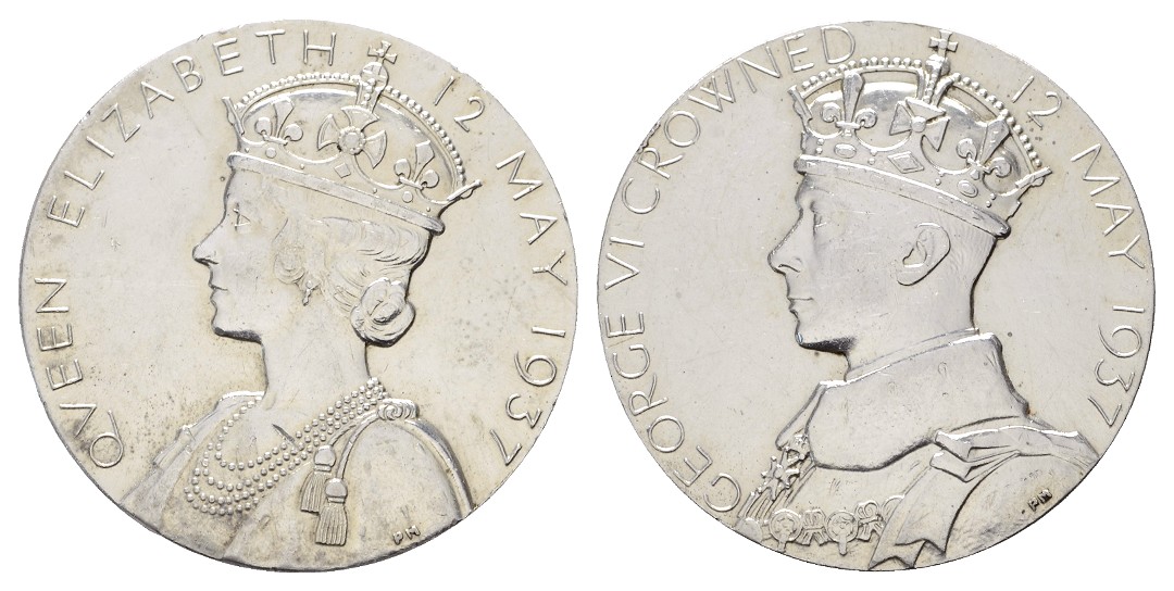  Linnartz Großbritannien Silbermedaille 1937 a.d. Krönung George VI. ss-vz Gewicht: 15,2g   