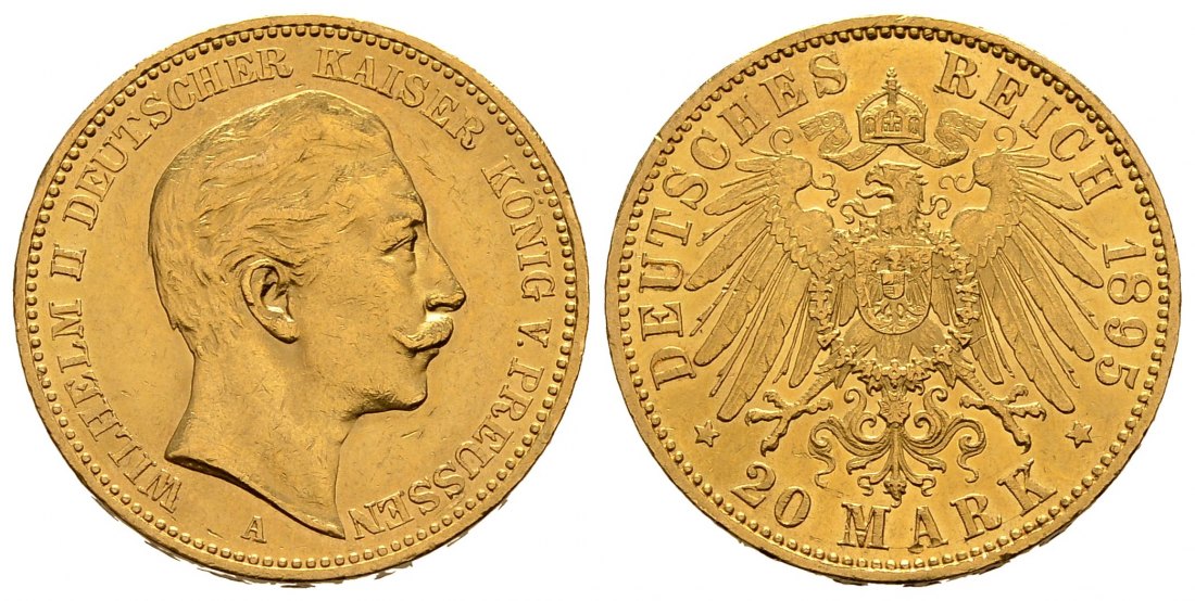 PEUS 8903 Kaiserreich - Preußen 7,16 g Feingold. Wilhelm II. (1888 - 1918) 20 Mark Gold 1895 A Sehr schön / Sehr schön +