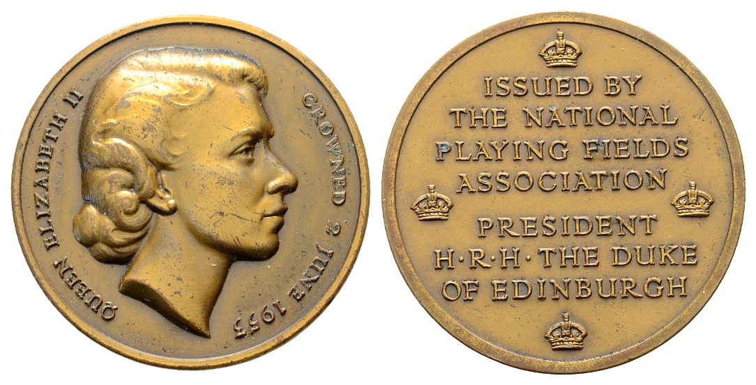  Linnartz Großbritannien Elizabeth II. Bronzemedaille 1953 a.d. Krönung ss Gewicht: 21,9g   