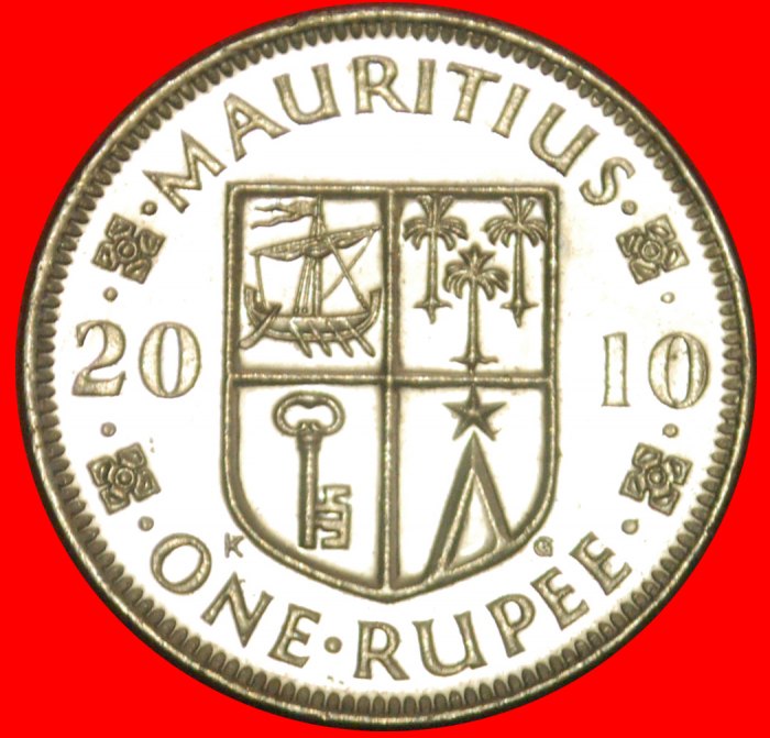 + SHIP: MAURITIUS ★ 1 RUPEE 2010 MINT LUSTER! LOW START★ NO RESERVE!