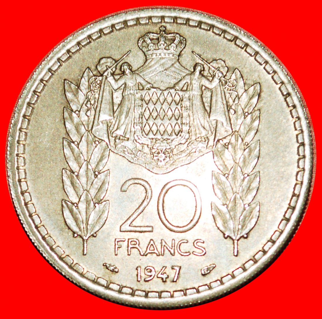 + FRANCE: MONACO ★ 20 FRANCS 1947! LOW START ★ NO RESERVE! Louis II (1922-1949)