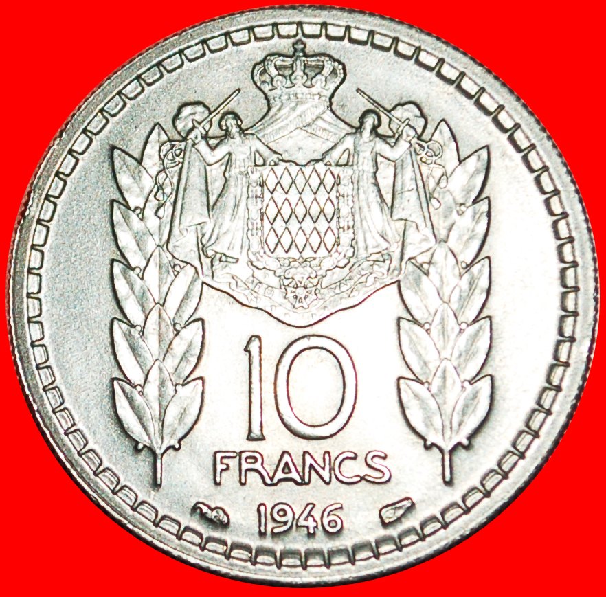  + FRANKREICH: MONACO ★ 10 FRANCS 1946! OHNE VORBEHALT! Louis II. (1922-1949)   