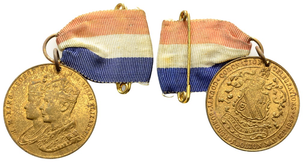  Linnartz Großbritannien George VI & Elizabeth County Borough of Bolton Coronation Medallion   
