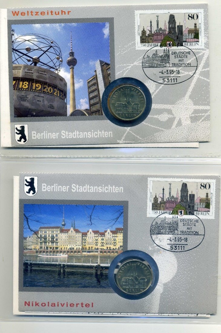  4 x Numisbrief Berliner Stadtansichten Komplettsatz sehr selten   