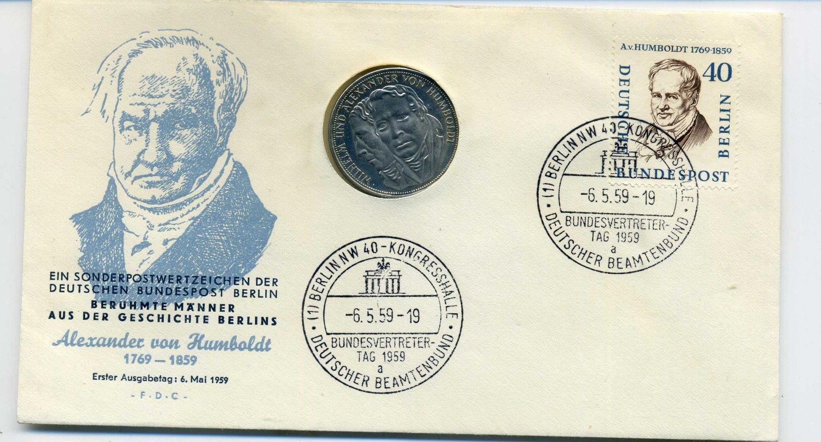  5 DM 1967 Humboldt in tollem Numisbrief/Ersttagsbrief RAR seltene Ausgabe   