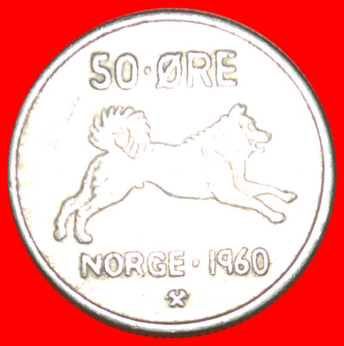  + HUND (1958-1973): NORWEGEN ★ 50 OERE 1960! Olav V (1957-1991) OHNE VORBEHALT!   