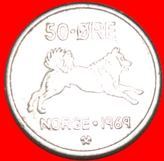 + HUND (1958-1973): NORWEGEN ★ 50 OERE 1969! Olav V (1957-1991) OHNE VORBEHALT!