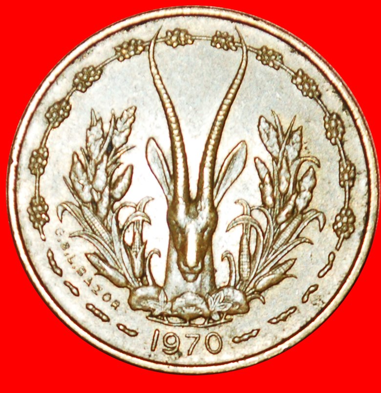 + FRANKREICH GOLDFISCHE UND GAZELLE: WESTAFRIKA ★ 5 FRANCS 1970! OHNE VORBEHALT!