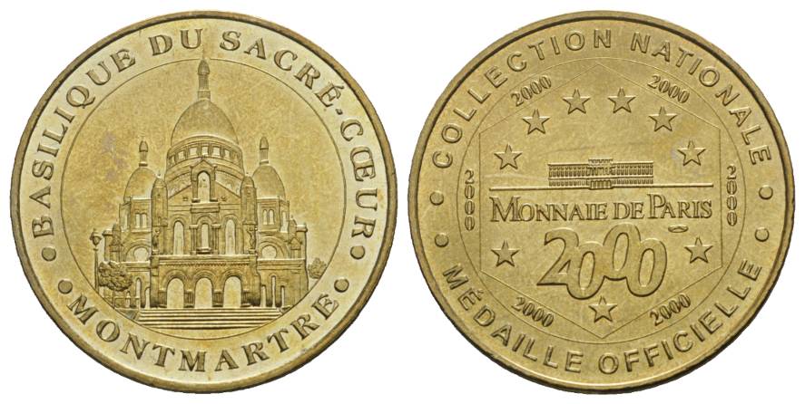  Frankreich; Montmartre 2000; Messing, 15,74 g,  Ø 33 mm   