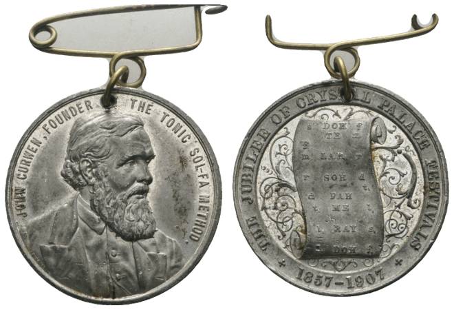 Curwen, John; tragbare Medaille 1907; versilbert; 18,02 g, Ø 38 mm   