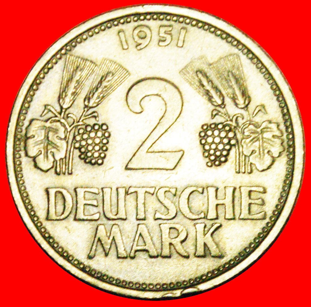  + RARITÄT: DEUTSCHLAND ★ 2 DEUTSCHE MARK 1951G! OHNE VORBEHALT!   