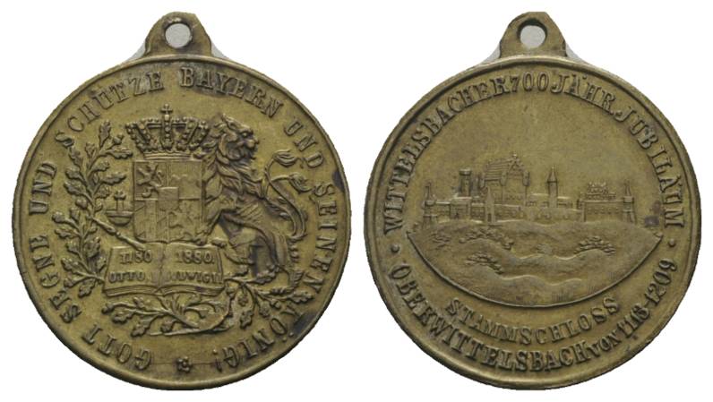  Oberwittelsbach, 700 Jähriges Jubileum; tragbare Bronzemedaille 1880; 3,08 g, Ø 24 mm   