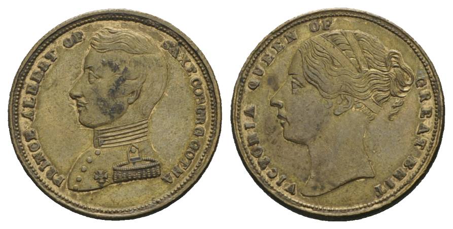  England, Albert u. Victoria Queen; Bronzemedaille o.J.; 4,88 g, Ø 22 mm   