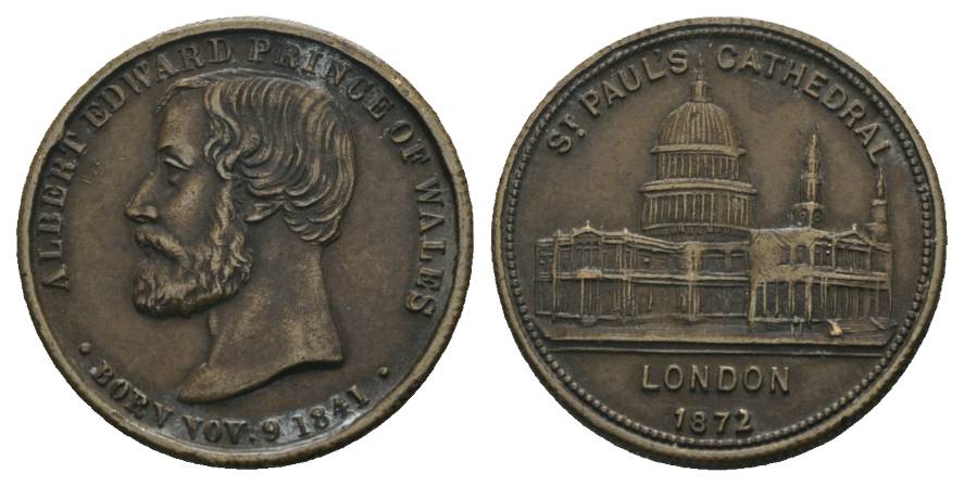  England, London; Albert Edwart Prince of Wales; Bronzemedaille 1872; 4,64 g, Ø 23 mm   