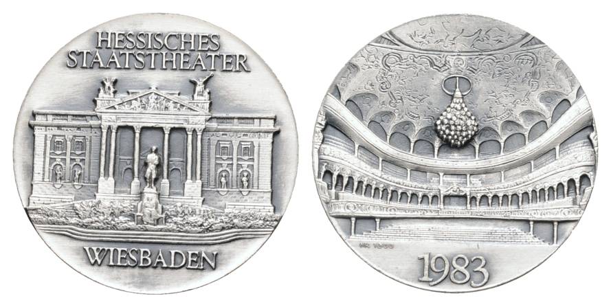  Wiesbaden, Hessisches Staatstheater, Silbermedaille 1983; 1000 AG, 19,35 g, Ø 32 mm   