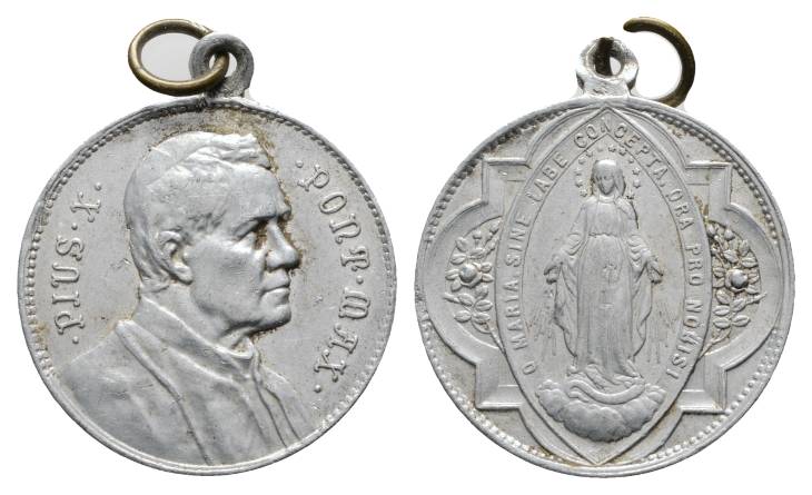  Pius X, tragbare Aluminiummedaille o.J.; 3,64 g, Ø 32 mm   