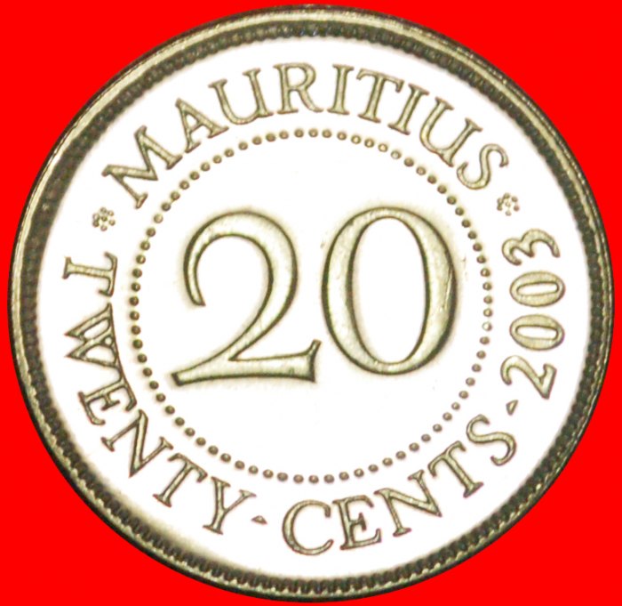  + PORTRAIT (1987-2016): MAURITIUS ★ 20 CENTS 2003 MINT LUSTER! LOW START ★ NO RESERVE!   