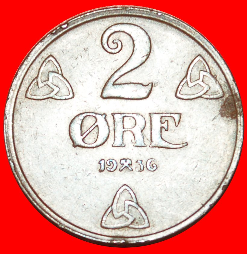  + ROSES (1909-1952): NORWAY ★ 2 ORE 1936 Haakon VII (1905-1957)! LOW START ★ NO RESERVE!   