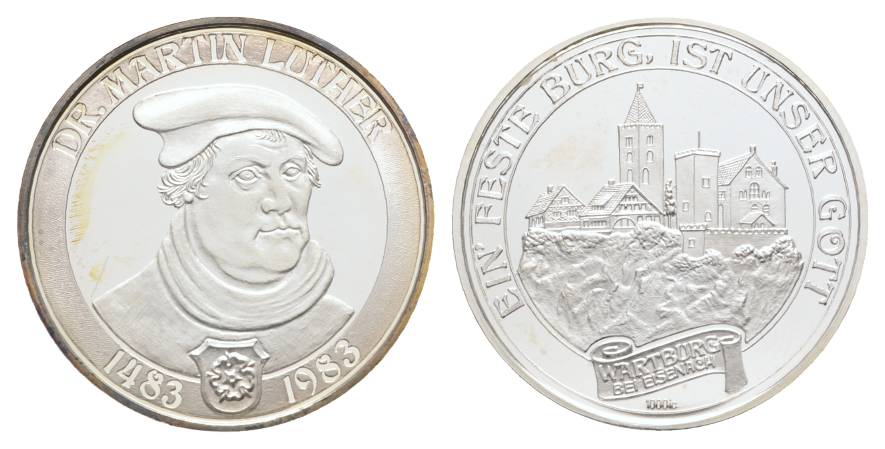 Deutschland, Martin Luther; Silbermedaille (1000)1983; 14,98g, Ø 35 mm   