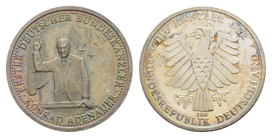  BRD, Konrad Adenauer; Silbermedaille o.J.; 999 AG, 8,40 g, Ø 30 mm   