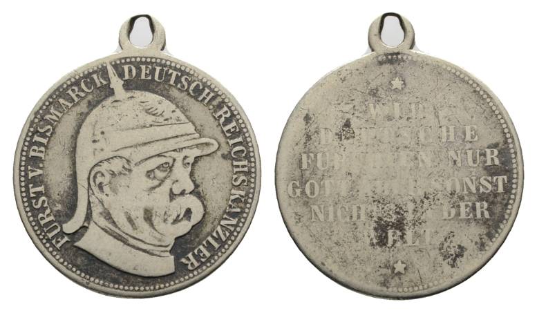  Deutsches Reich, Fürst Bismarck; tragbare kleine Medaille; 7,99g, Ø 28 mm   