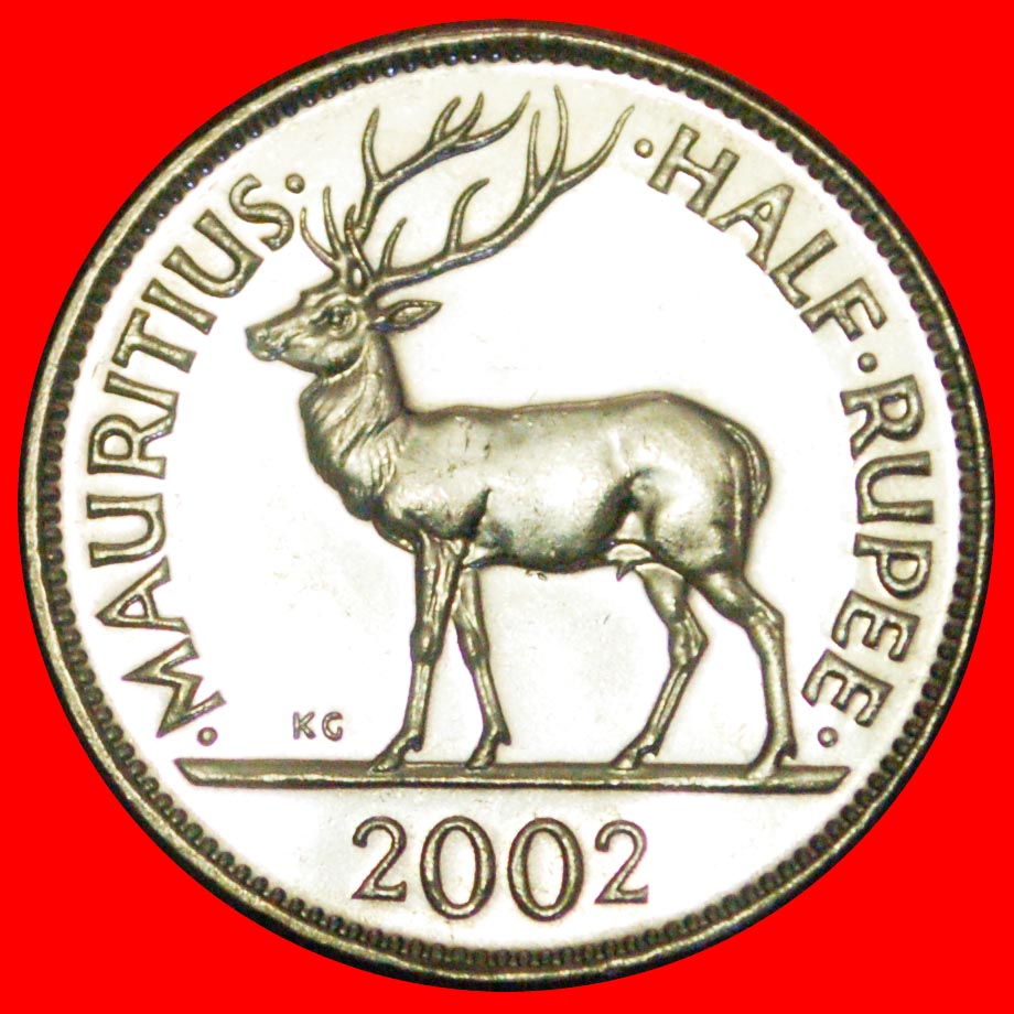  + STAG (1987-2016): MAURITIUS ★ 1/2 RUPEE 2002 MINT LUSTER! LOW START ★ NO RESERVE!   