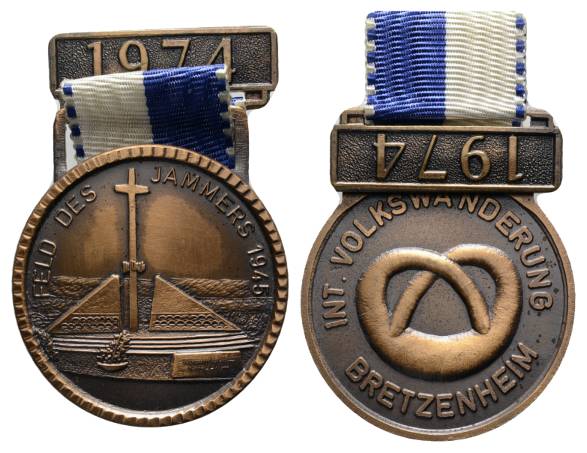  Bretzenheim - Volkswandertag, Bronzemedaille 1945; 35,03 g, Ø 41 mm   