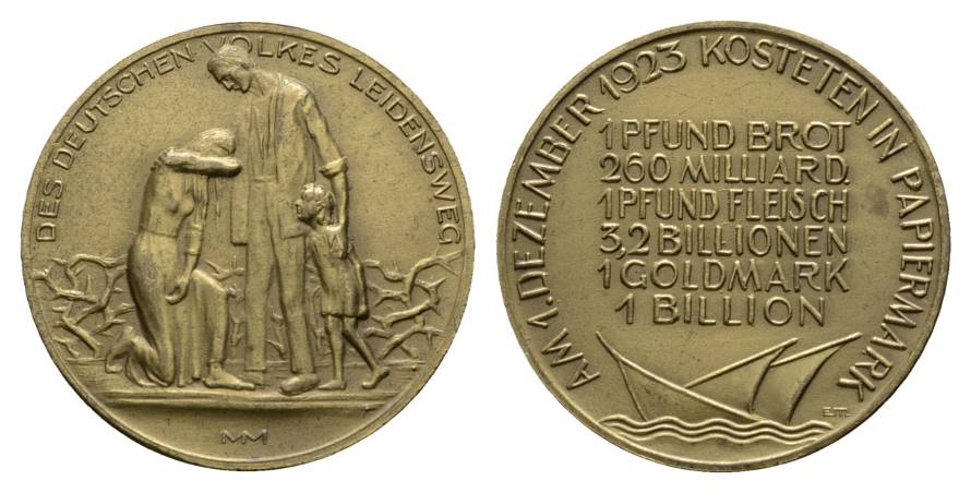  Deutsches Reich, Inflation 1923, Messingmedaille; 9,91 g, Ø 32 mm   