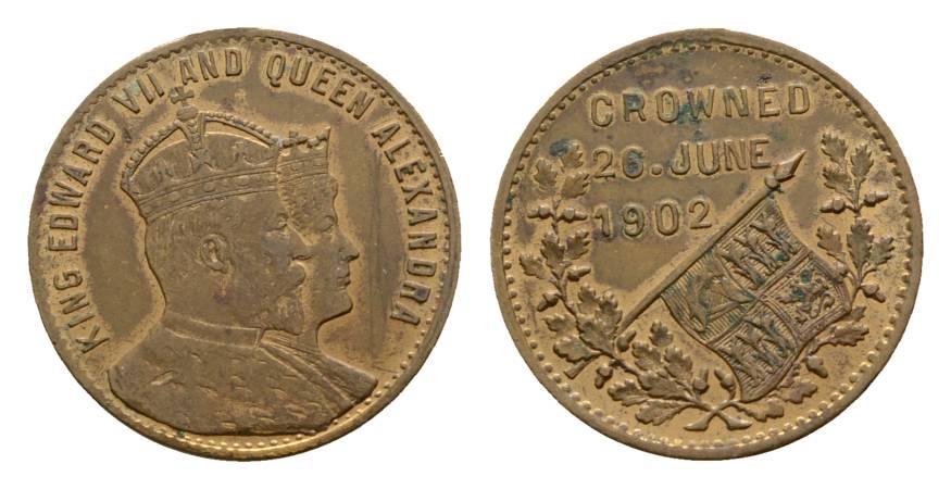  England, Krönungsmedaille 1902, Bronze; 3,18 g, Ø 23 mm   