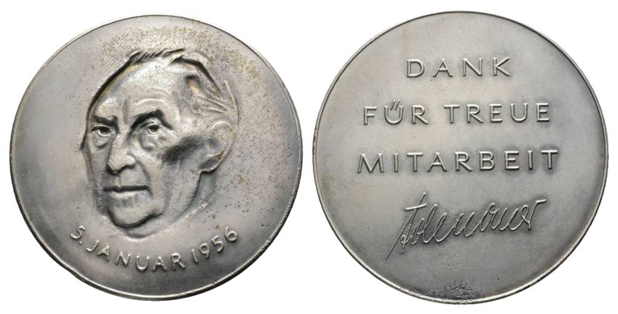  Deutschland, Adenauer; Nickelmedaille 1956;  113,28 g, Ø 70 mm   