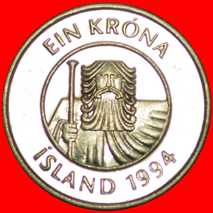  + GROSSBRITANNIEN FISCH (1989-2011): ISLAND ★ 1 KRONA 1994 VZGL STEMPELGLANZ! OHNE VORBEHALT!   