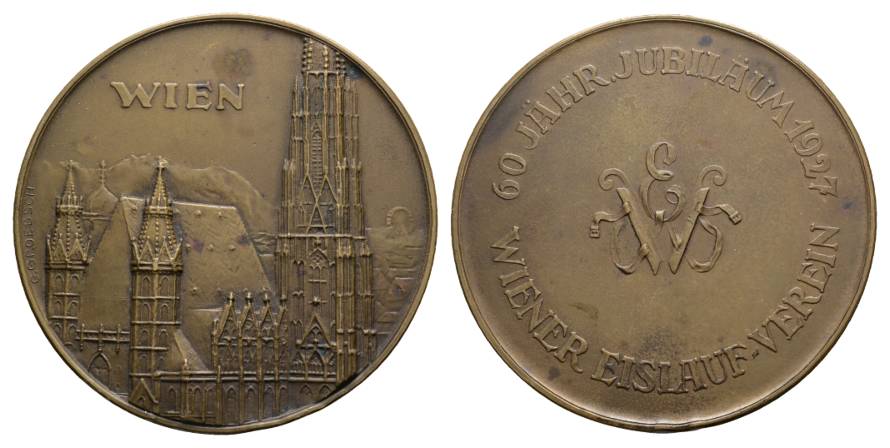  Wien; Wiener Eislaufverein, Bronzemedaille 1927; 72,26 g, Ø 60 mm   