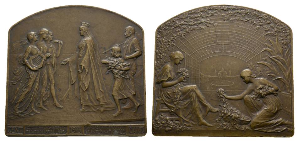  Frankreich; Bronzeplakette 1913; 114,72 g, 71 x 68 mm   