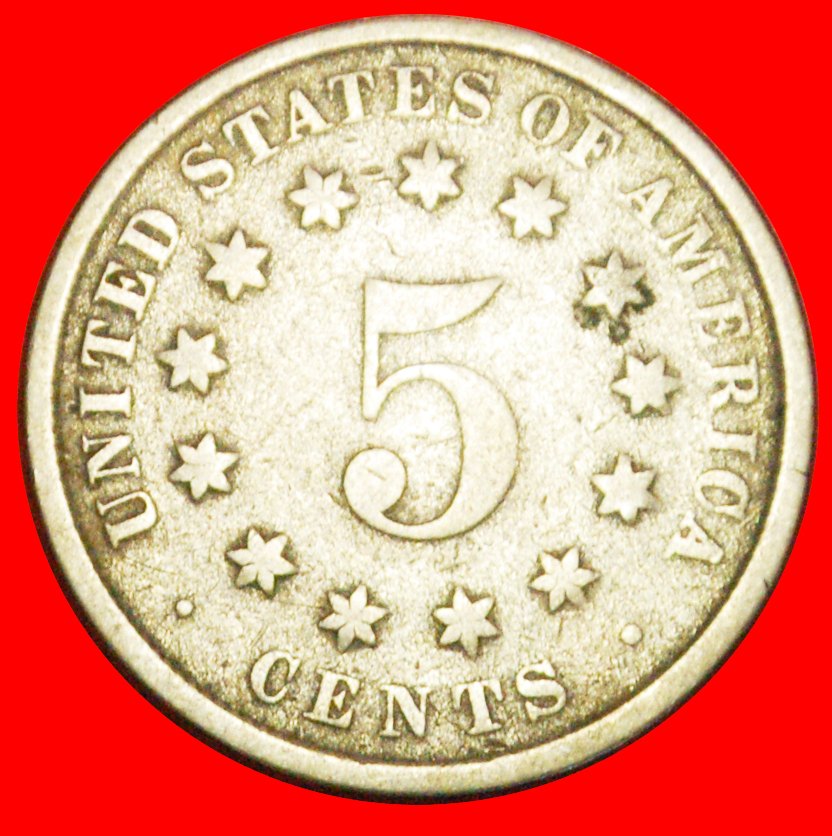  √ NICHT MIT STRAHLEN (1867-1883): USA ★ 5 CENTS 1882 SCHILD! OHNE VORBEHALT!   