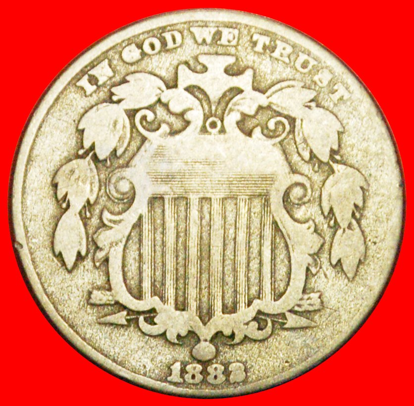  √ NICHT MIT STRAHLEN (1867-1883): USA ★ 5 CENTS 1882 SCHILD! OHNE VORBEHALT!   