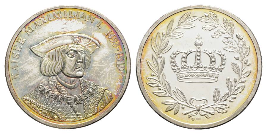  Kaiser Maximilian I, Silbermedaille o.J.; 999 AG, 20,03 g, Ø 40 mm   