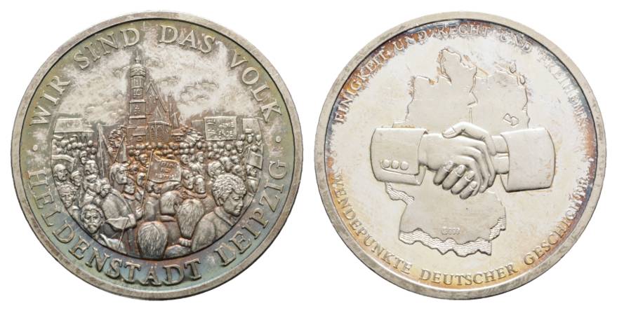  Leipzig; Heldenstadt, Silbermedaille o.J.; 999 AG, 20,25 g, Ø 40 mm   