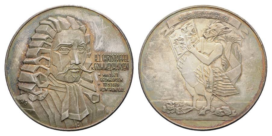  Deutschland; H.J.v. Grimmelshausen, Silbermedaille o.J.; 1000 AG, 25,15 g, Ø 40 mm   