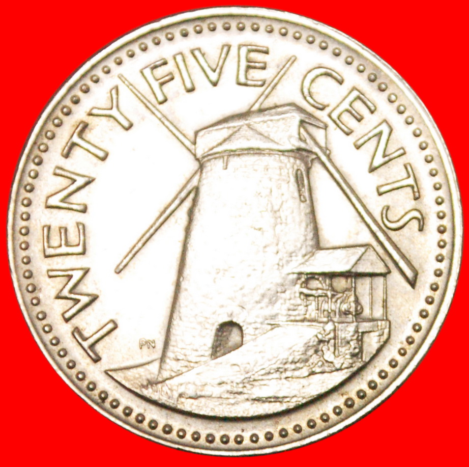 * GREAT BRITAIN (1973-2006): BARBADOS★25 CENTS 1973 DISCOVERY COIN! WINDMILL LOW START ★ NO RESERVE!