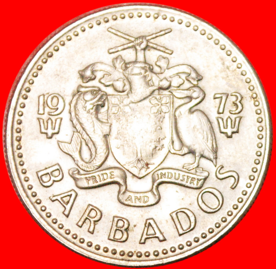  * GROSSBRITANNIEN (1973-2006): BARBADOS ★ 25 CENTS 1973 ENTDECKUNG MÜNZE! WINDMÜHLE! OHNE VORBEHALT!   