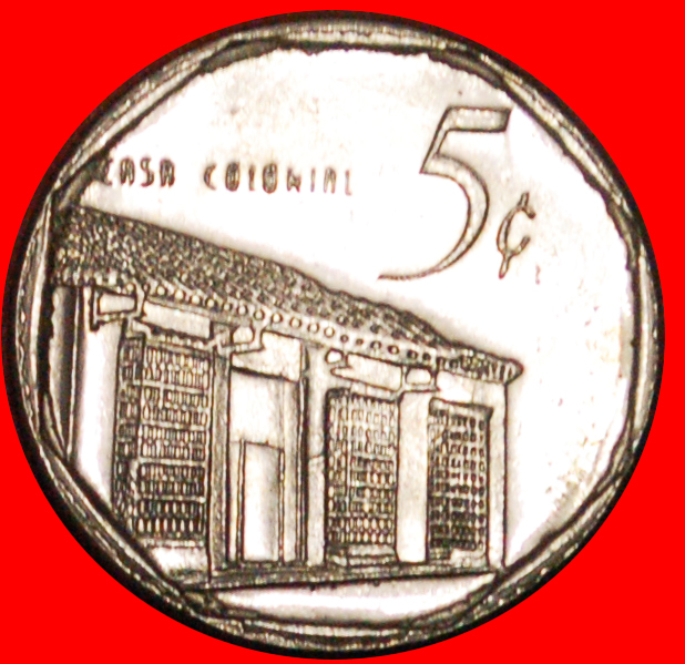  + COLONIAL HOUSE: CUBA★ 5 CENTAVOS 1999 COIN alignment ↑↓ CONVERTIBLE PESO! LOW START ★ NO RESERVE!   