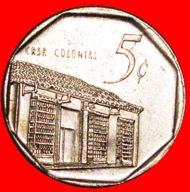 + COLONIAL HOUSE: CUBA★ 5 CENTAVOS 2000 COIN alignment ↑↓ CONVERTIBLE PESO! LOW START ★ NO RESERVE!