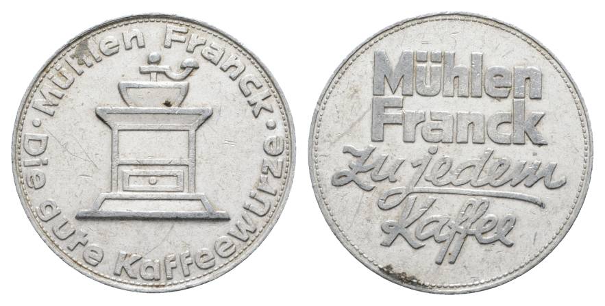  Mühlen Frank; Aluminiummedaille o.J.; 4,16 g, Ø 36 mm   