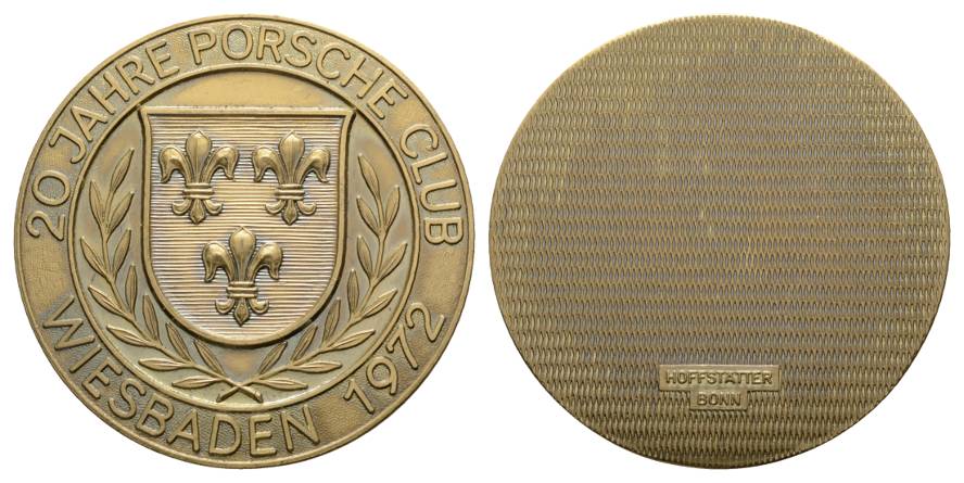  Wiesbaden; 20 Jahre Porscheclub, Messingmedaille 1972; 45,73 g, Ø 50 mm   