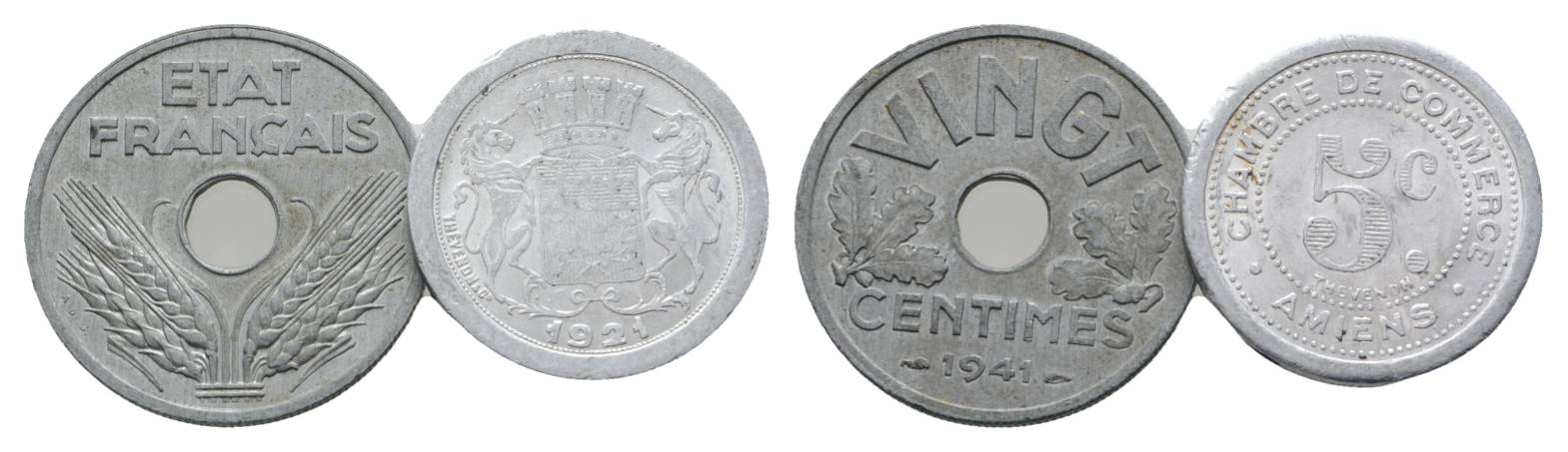  Ausland; 2 Kleinmünzen (1941/1921)   