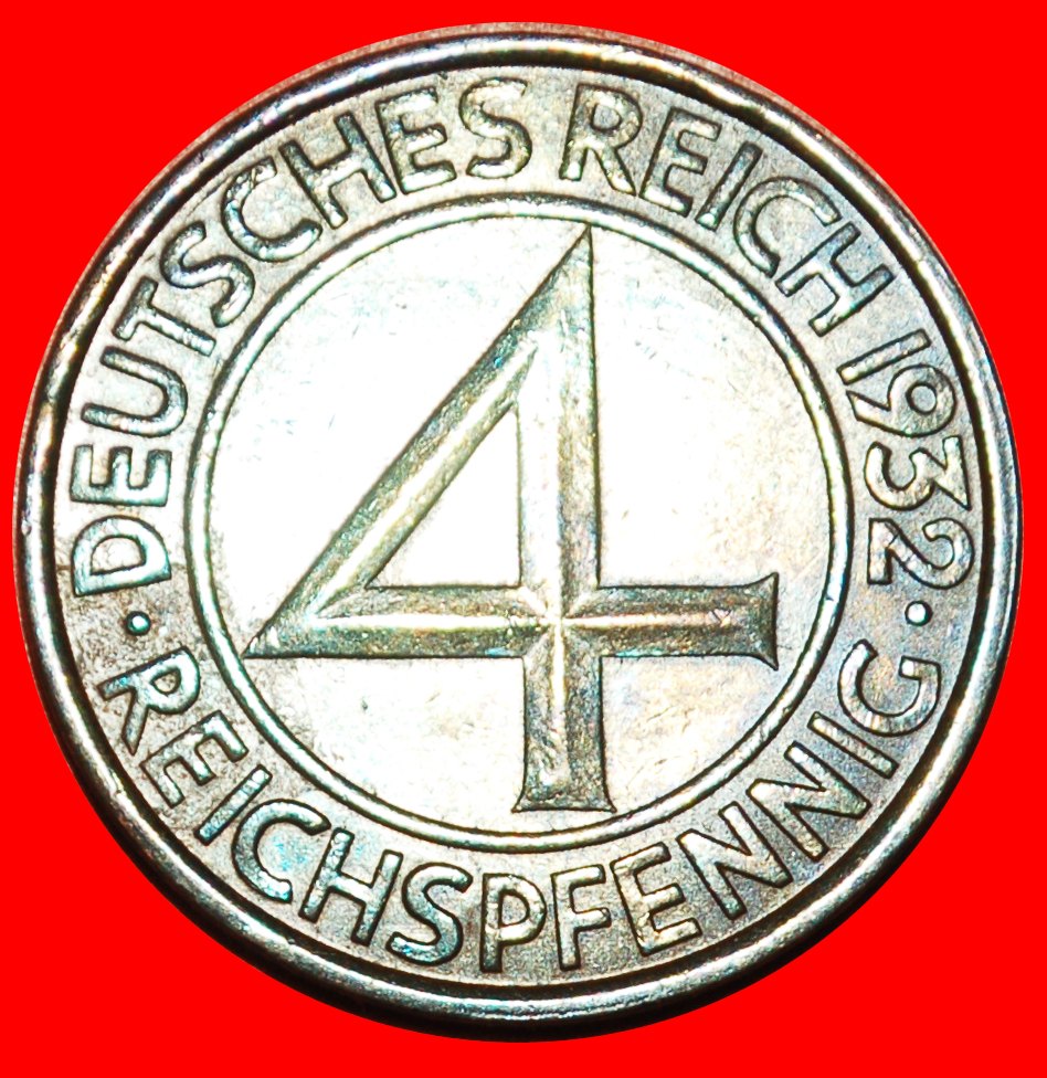  + UNGEWÖHNLICH: DEUTSCHLAND ★ 4 PFENNIG 1932G! OHNE VORBEHALT!   