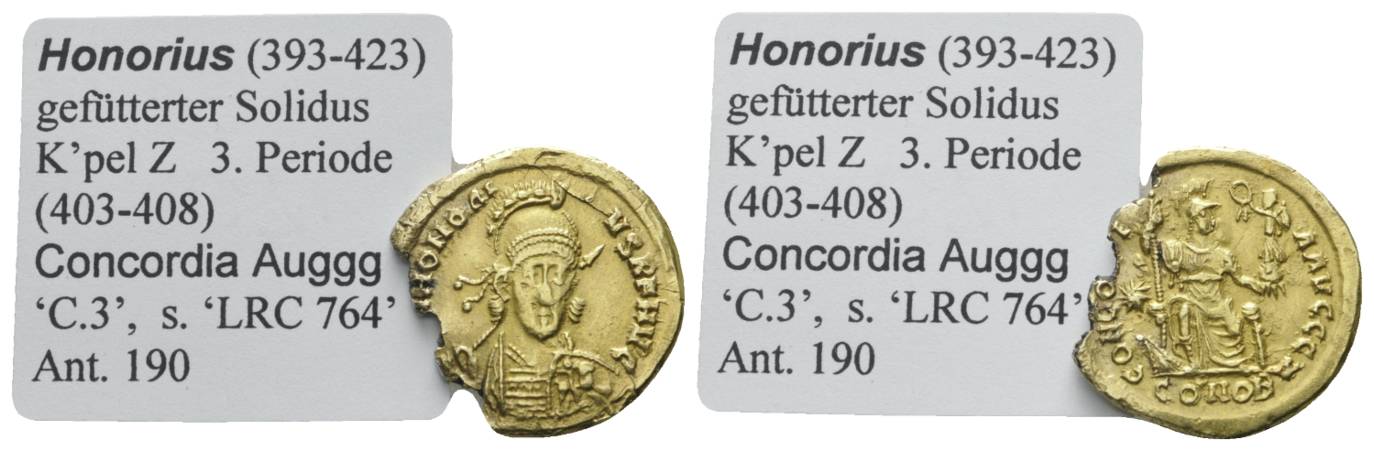  Antike, Römisches Kaiserreich, Solidus; Randbruch (gefüttert); 3,97 g   
