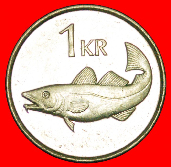 + GREAT BRITAIN FISH (1989-2011): ICELAND ★ 1 KRONE 1991 MINT LUSTER! LOW START ★ NO RESERVE!