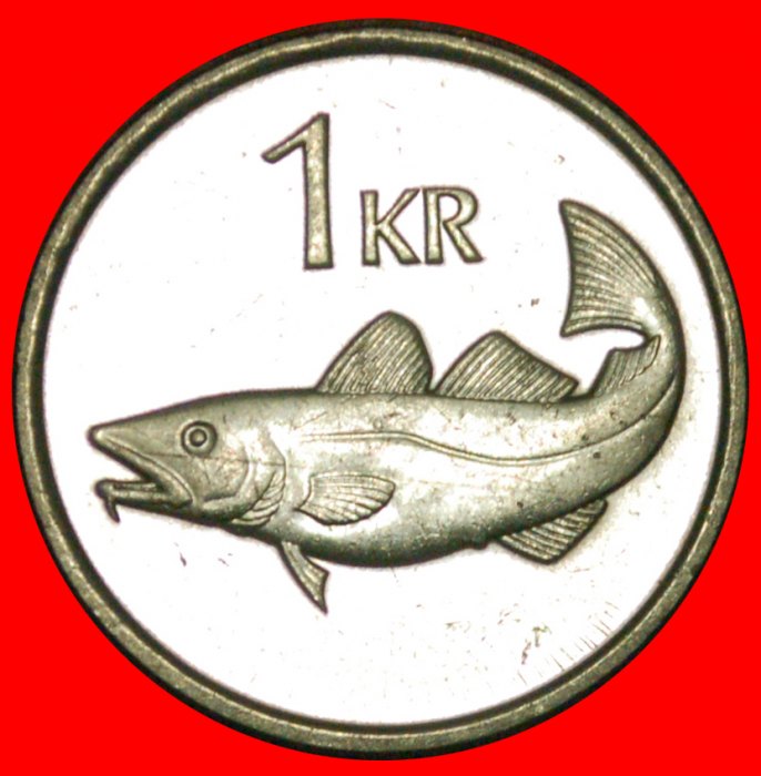  + GROSSBRITANNIEN FISCH (1989-2011): ISLAND ★ 1 KRONA 1992  VZGL STEMPELGLANZ! OHNE VORBEHALT!   